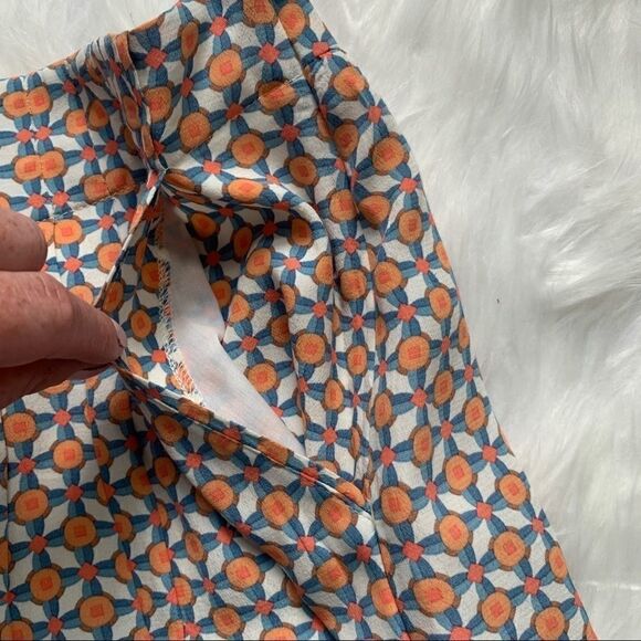 Promod French Designer Skirt Orange White Size 6 - Picture 2 of 9